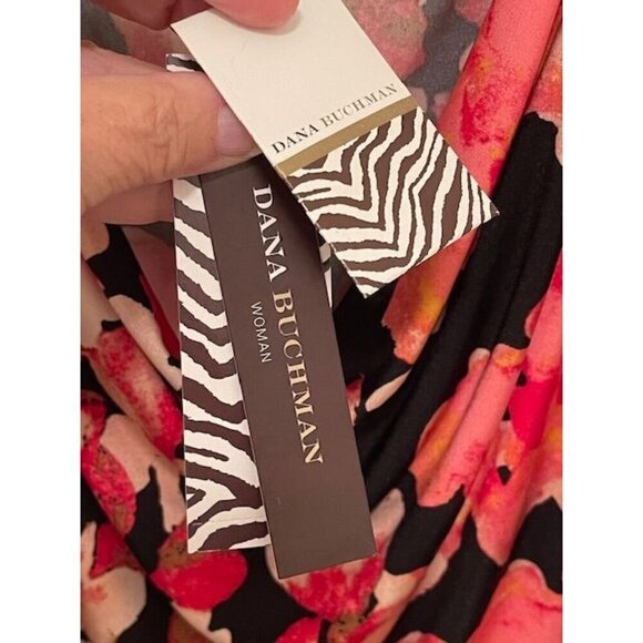 Dana Buchman Black Tie With Pink‎ Floral Dress OX Polyester & Spandex - Picture 4 of 13